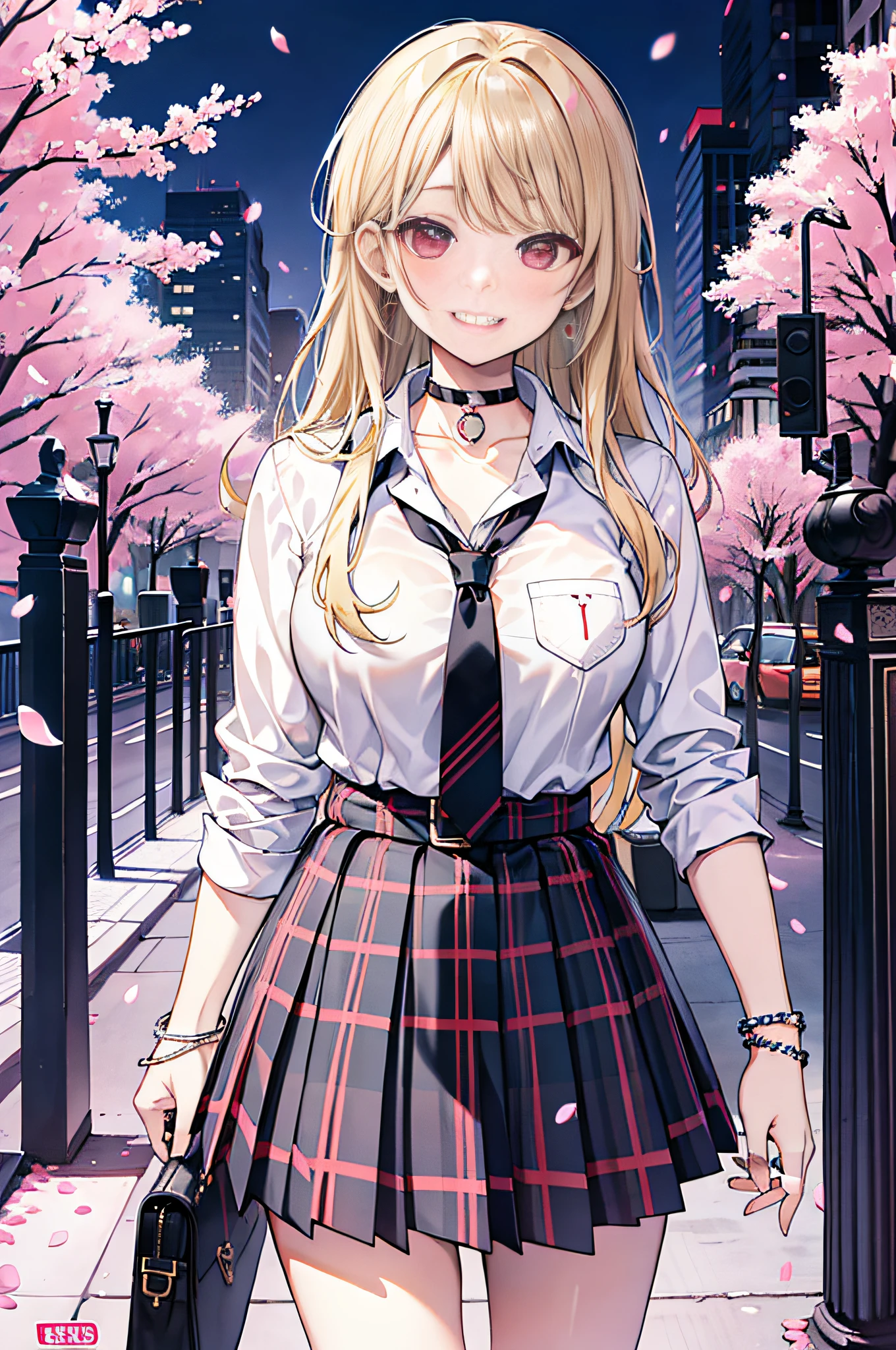 Chica anime en uniforme escolar caminando por una calle - SeaArt AI