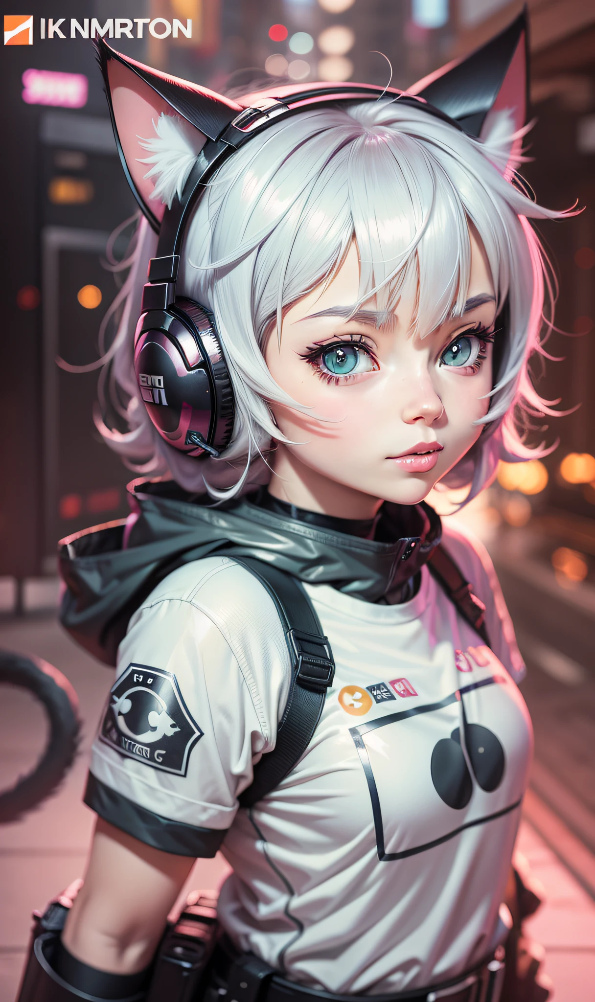 There is a cartoon cat with a cat ear helmet, anime cat, anime visual of cute cat, 8 0 seconds anime art style, trigger anime art style, Ilya Kuvshinov. 4 K。