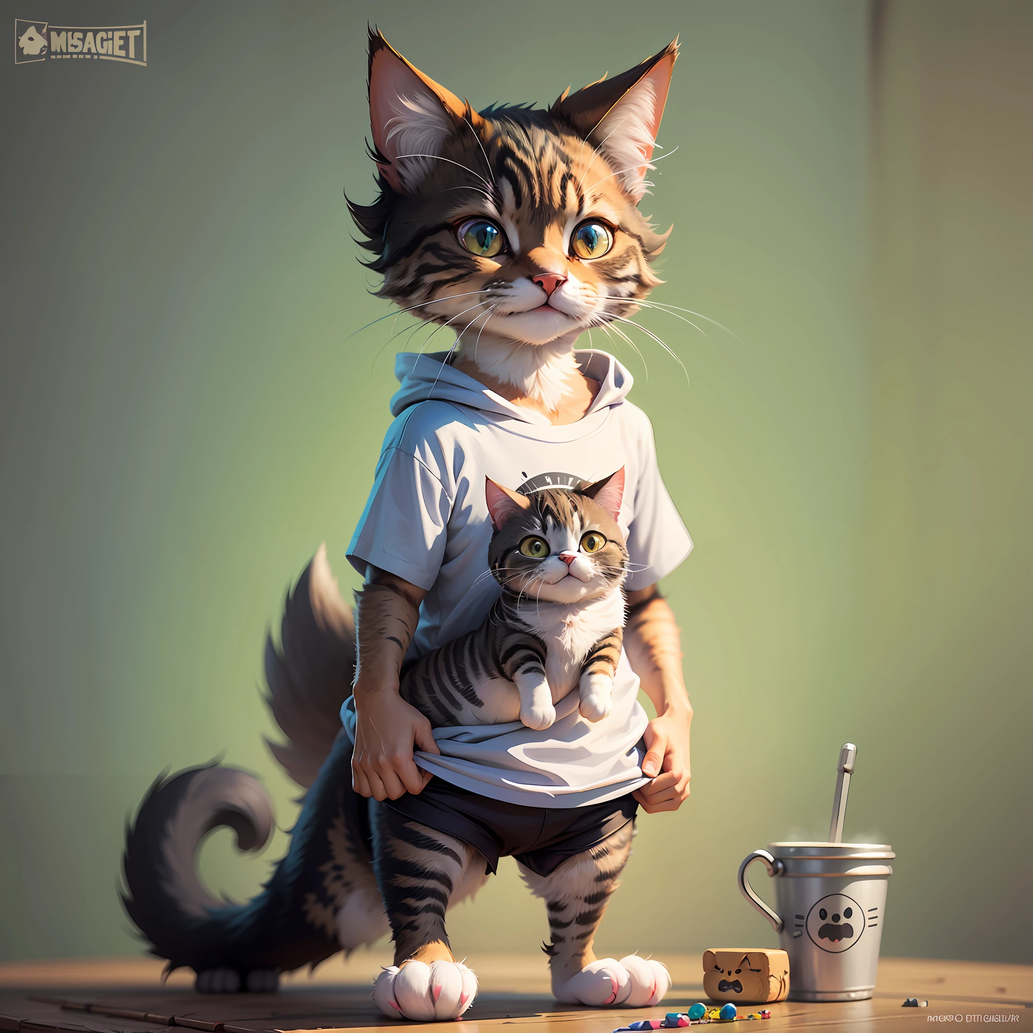 There is a cat that is standing next to a cup - SeaArt AI