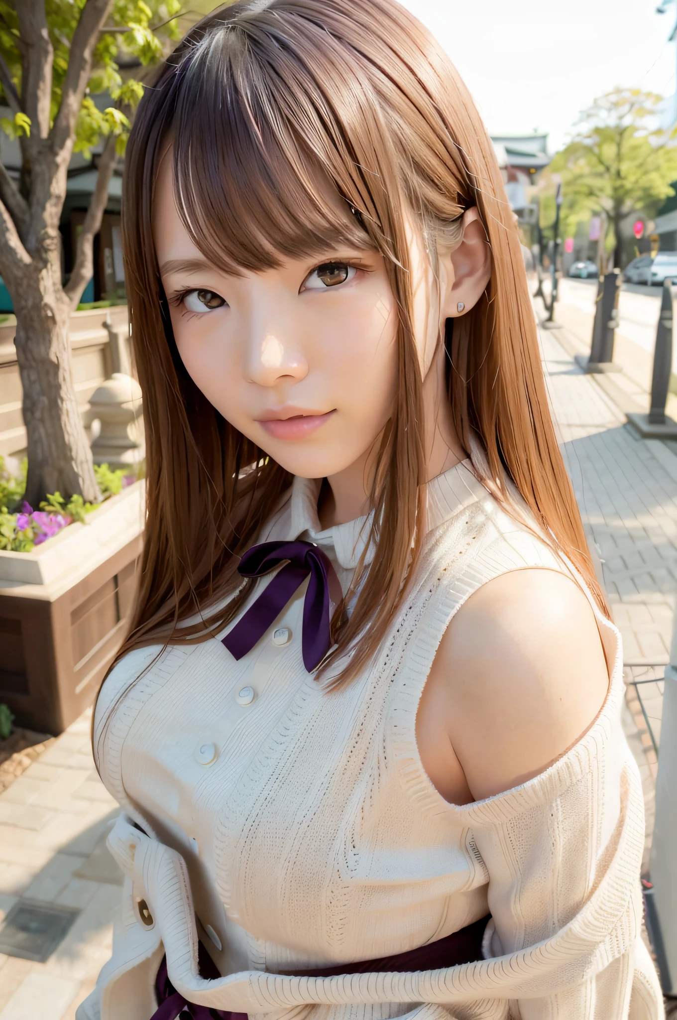 Japan Person, 1women, 23 years old, solo、、、、、、, lifelike, highest quality, photorealistic, Masterpieces, 8ｋ, High Definition, solo、、、、、、, Extremely detailed face, (professional lighting、bokeh), (Light Particles、Lens Flare、Luminous particles:0.6), (Dynamic Pose:1.2), soft lighting, Top Angle View, fashionable and trendy atmosphere, STREET, a city, TOKYO ((night time)),winter、 ((looking at viewers)), (View Camera), (portrait、、、、、、:0.6), standding, cowboy Shot, (((the woman)))、Luxury、(gigant breasts)、(long Hair)、dark black hair、floating hair、Lips、lipsticks、mesmerizing smile、floating hair、mole、mole under eye、(jacket)、knit sweater、(knit sweater)、slimness、((Slim Skinny Body))、Facial expressions inviting a man、Facial expressions inviting a man、Facial expressions inviting a man、Facial expressions inviting a man、Facial expressions inviting a man、slimness、Luxury、Clothes that adhere to the body、Emphasizes cleavage、Whore