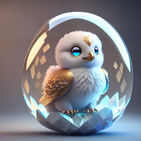 AI Art: Fluffy Ice Crystal Bird by @Subtra