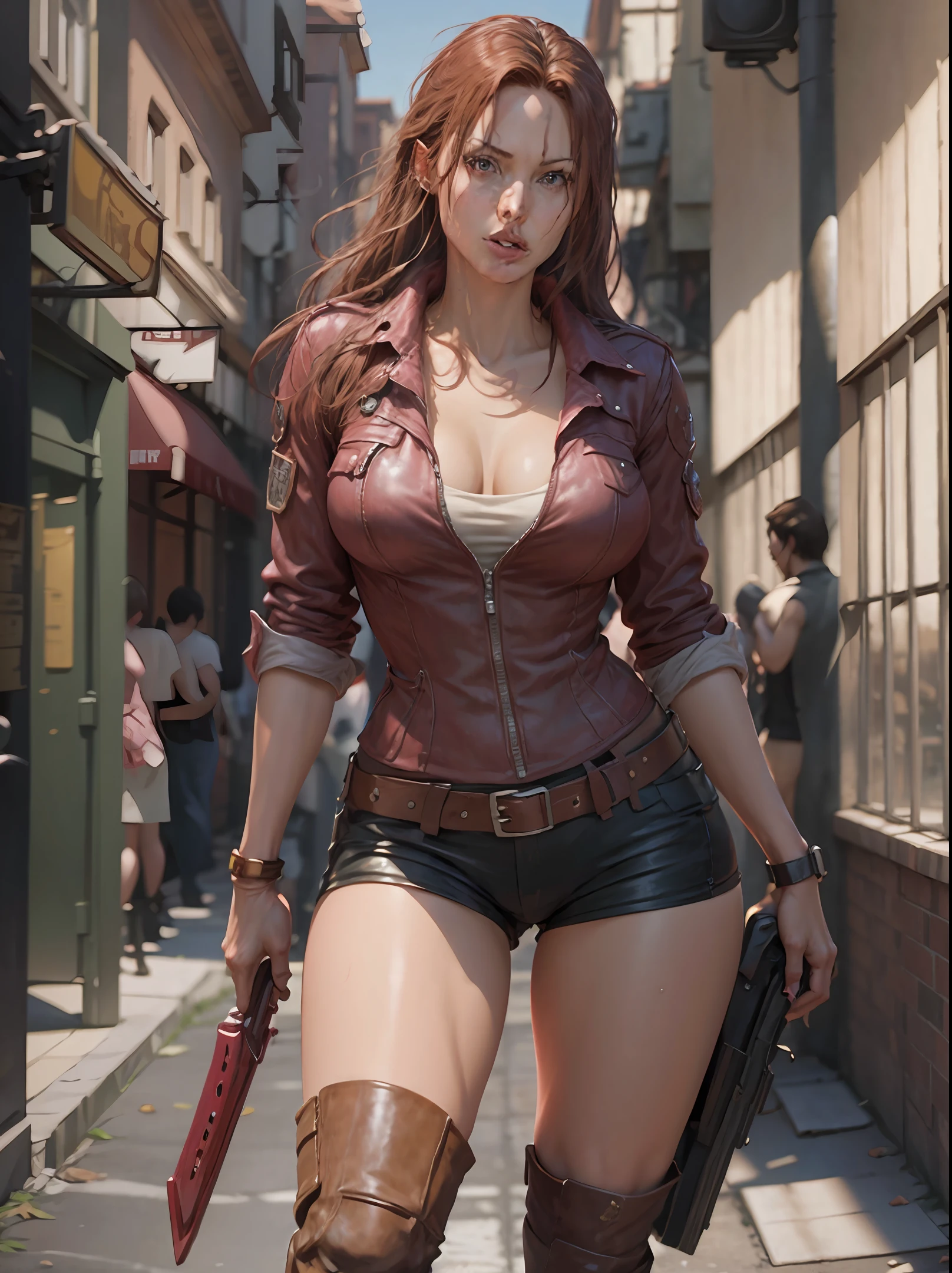 La belle Claire Redfield se fait baiser par un bel homme nue corps entier peau rose cheveux foncés visage détaillé réaliste corps détaillé image claire Cgi 8k très détaillée - --auto --s2