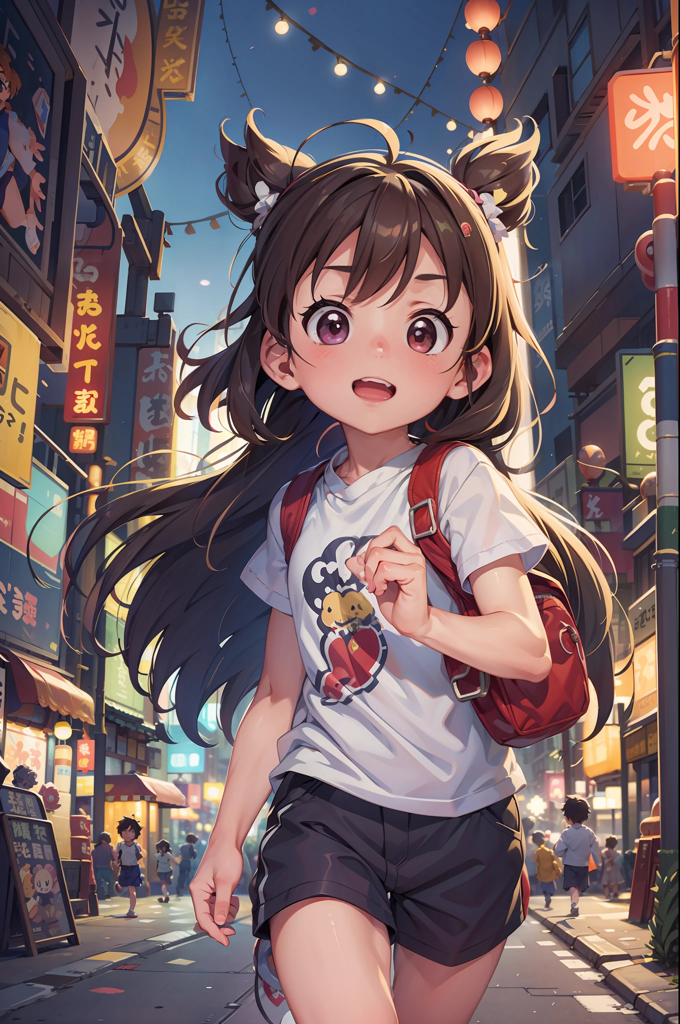 1girl, Tokyo street,night, cityscape,city lights, upper body,close-up, 8k, RAW photo, best quality, masterpiece,realistic, photo-realistic, Child Anime v1