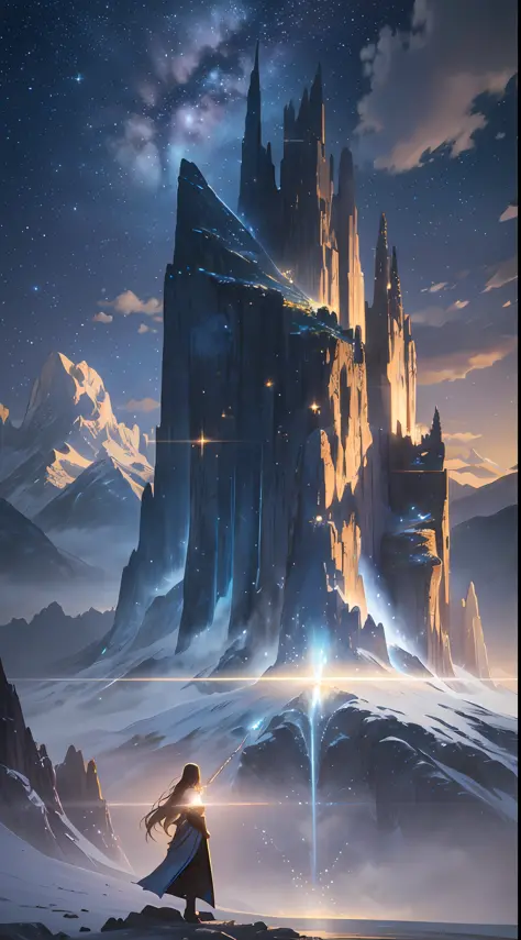 Starry Sky with Mountains and Lake, Jessica Rossier, Inspired by Jessica Rossier, Jessica Rossier Fantasy Art, Concept Art Magic Highlights, Official Artwork, Dream Painting, Ethereal Realm, Atmospheric artwork, dreamy matte paintings, serene endless stars...