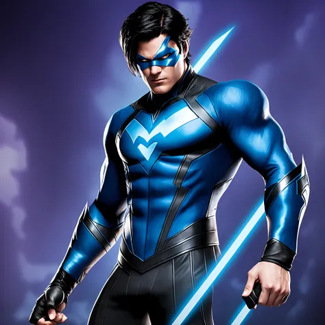 [(dynamic and heroic Pose, 1 Nightwing), (mysterious character), dark ...