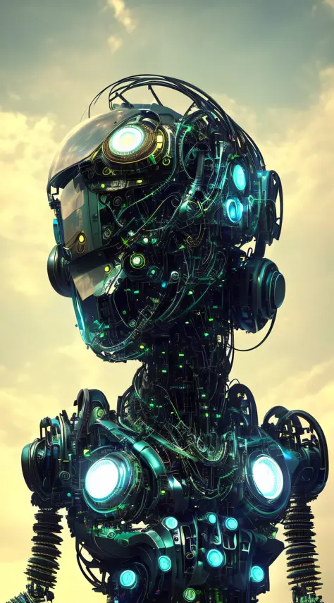 full body 1 cyborg| full-length portrait| detailed face| symmetric| steampunk| cyberpunk| cyborg| intricate detailed| to scale| ...