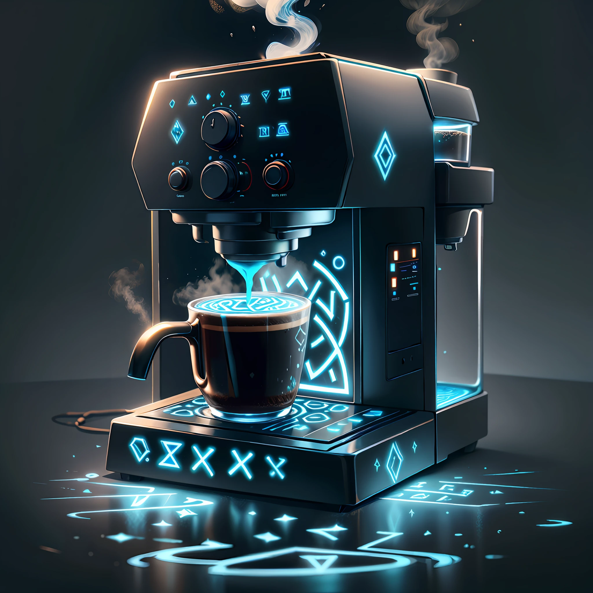 Runes lumineusesAIV2_machine à café bleu pâle
