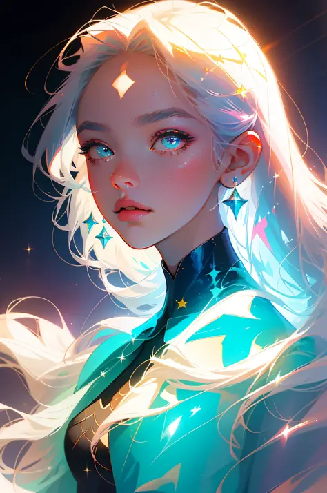 The perfect masterpiece,Highest quality,Perfect artwork,8K,
Upper Body Lens,(front portrait:1.5),Delicate face,Face Close-up,
Mermaid Girl,Bizarre glowing transparent eyes,Magical transparent eyes,Star Eyes,white hair,Holographic Phantom Background,
Digita...