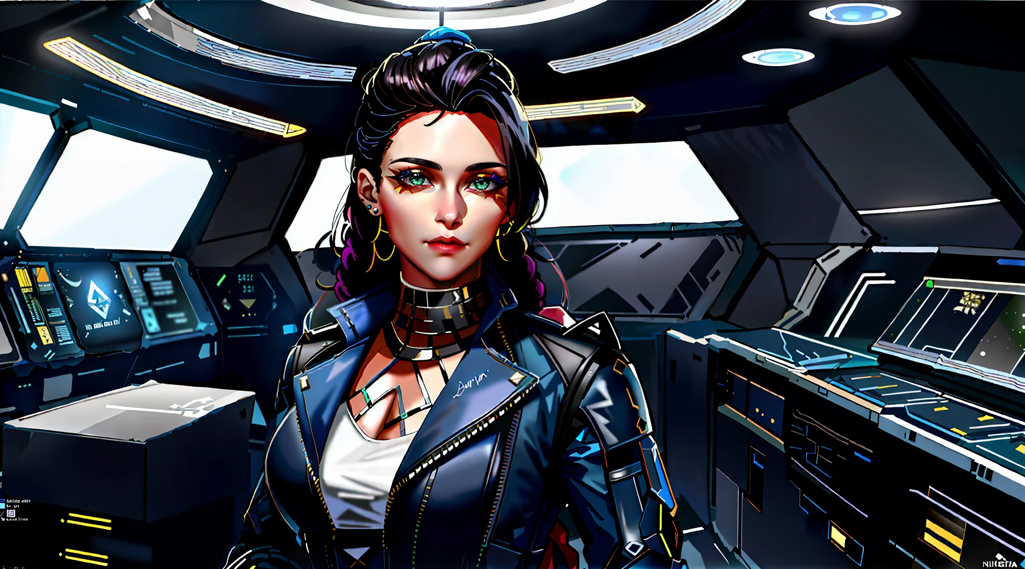 A close up of a woman in a futuristic space station - SeaArt AI