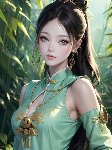 anime girl with long hair and a dragon in the background,  a girl in hanfu, beautiful character painting，4K