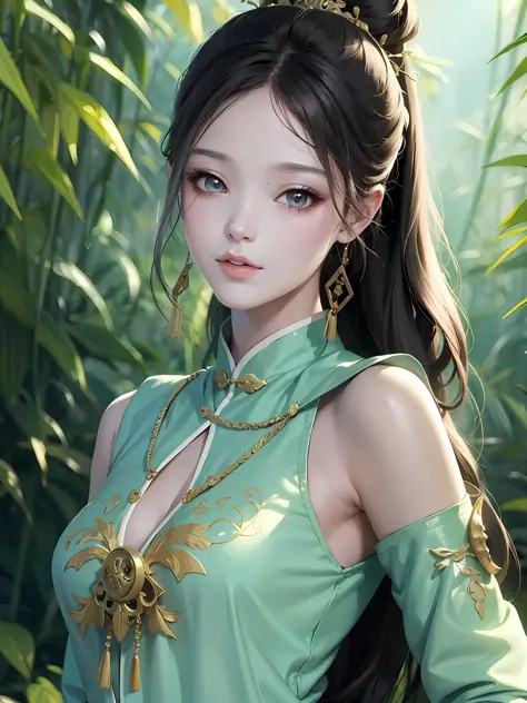 anime girl with long hair and a dragon in the background,  a girl in hanfu, beautiful character painting，4K