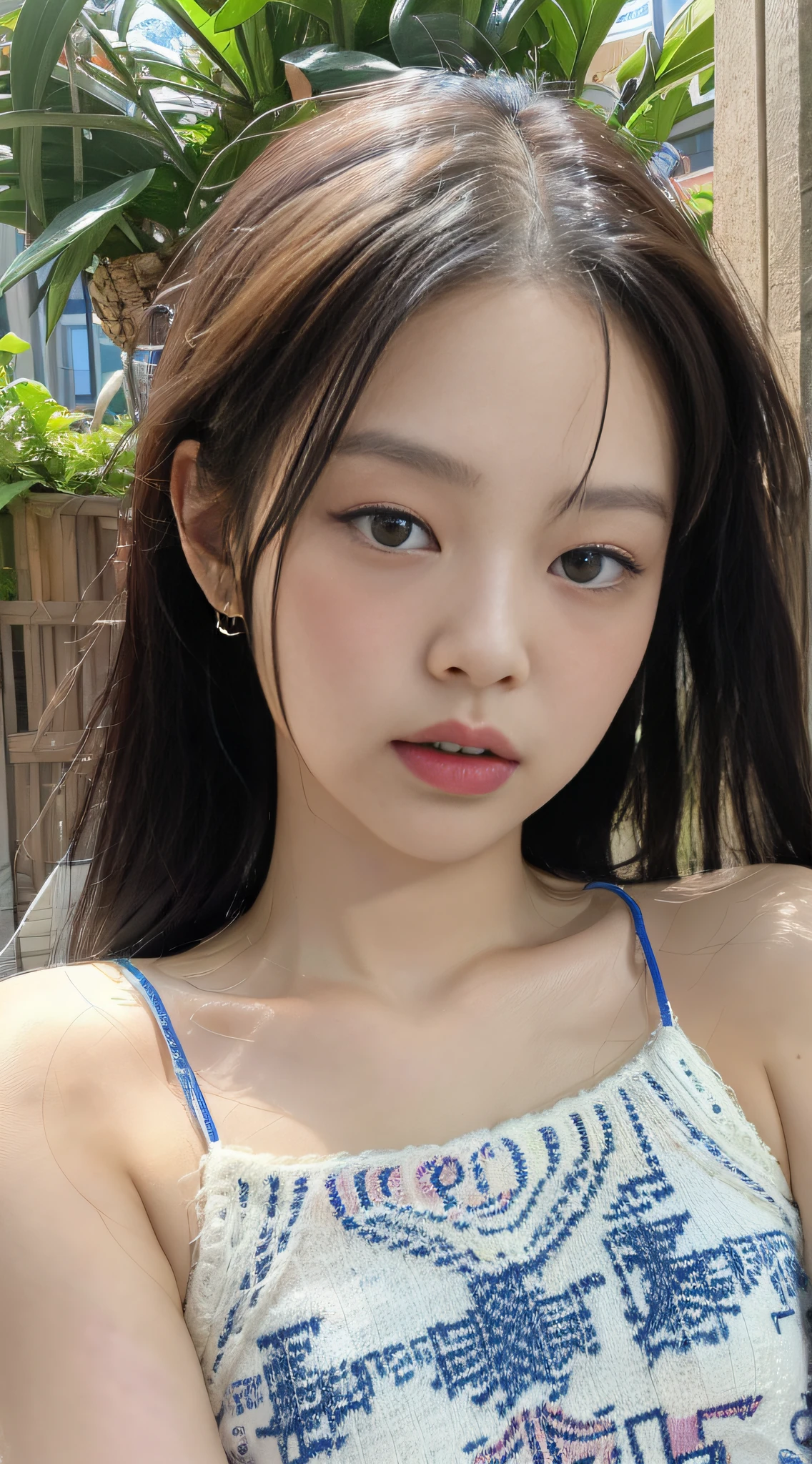 Bestquality， Jeizuo， Jennie face shape，(1girl:1.3), solo,_Kim Ji-ni Jennie face，Wear a royal blue armband sweater，Short model，White bandeau inside，blue shorts，，sex appeal，cuteness，white legwear，Background campus，full-body photo，looks at the viewer，World-weary face，Indifferent eyes，Korean style photo photo，Photographic lighting，Strong contrast，Sunlight on the face，World-weary face，Sense of premium， 8K resolution image，Intricately symmetrical details。The movements are smooth，Full picture。