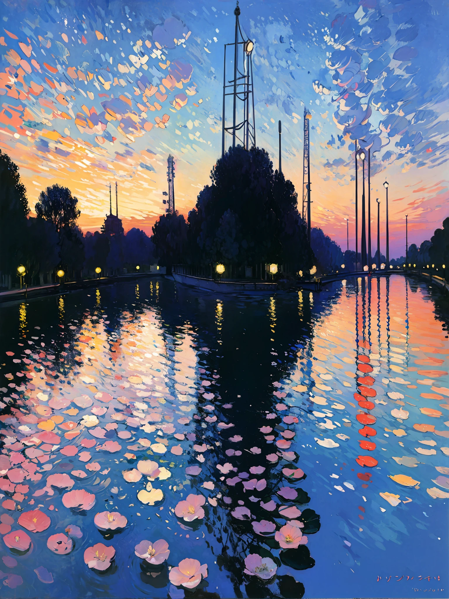 Belle vue peinte à l’huile de la ville de Tokyo dans le style de Claude Monet, art officiel, Impressionnisme