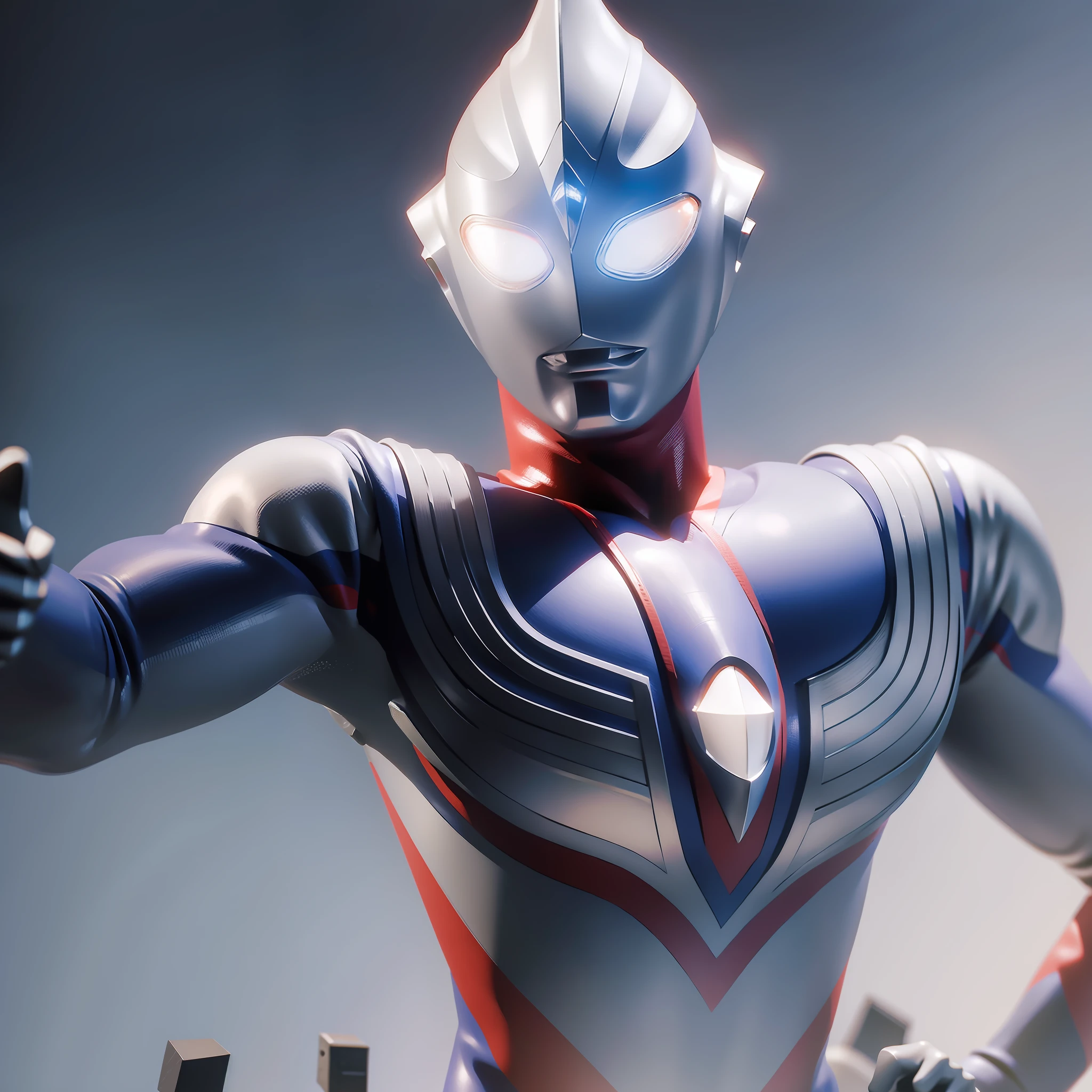 Crea Ultraman Tiga en posición de combate para impresión 3D