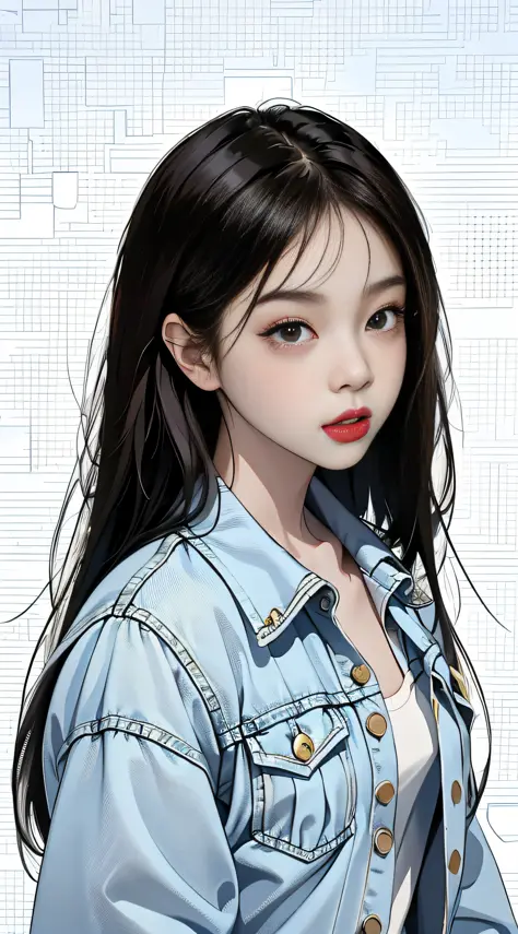 MASTERPIECE,Best),Light effect,superclear, the high，-definition picture, (front face) solo,_Kim Ji-ni Jennie face，black hair，Wea...