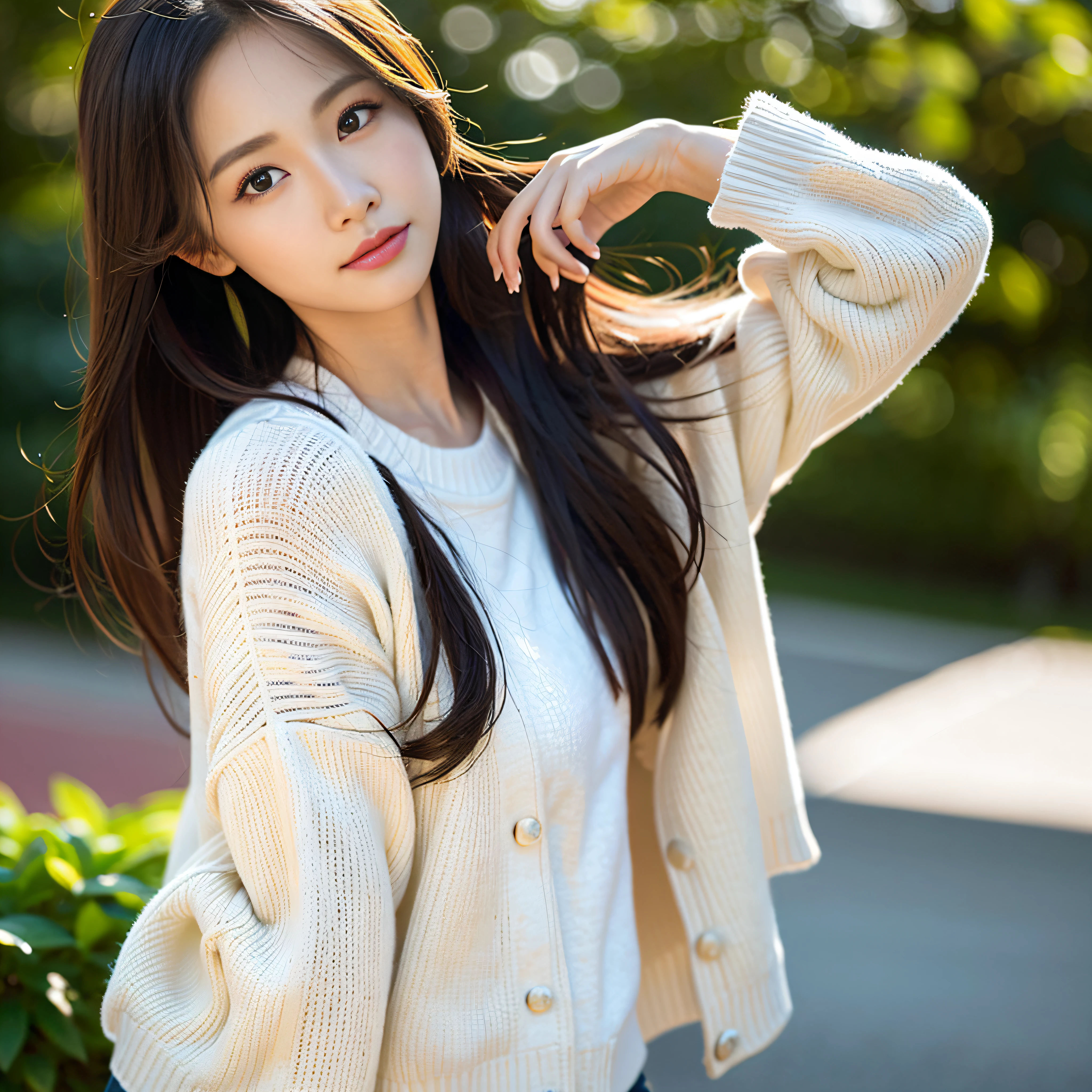 Adorable、instagram、The artist、8ｋ、 photorealistic, hair long, bestquality, photorealistic, and depth of field, Detailed face, Face Focus, Lustrous Skin, Blurry Background, slim body、fulllllbody、high school girls