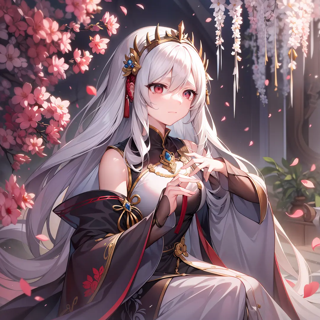 In the midst of this magnificent and ancient court，A white-haired female emperor of the white fox tribe who is wiping her tears ...