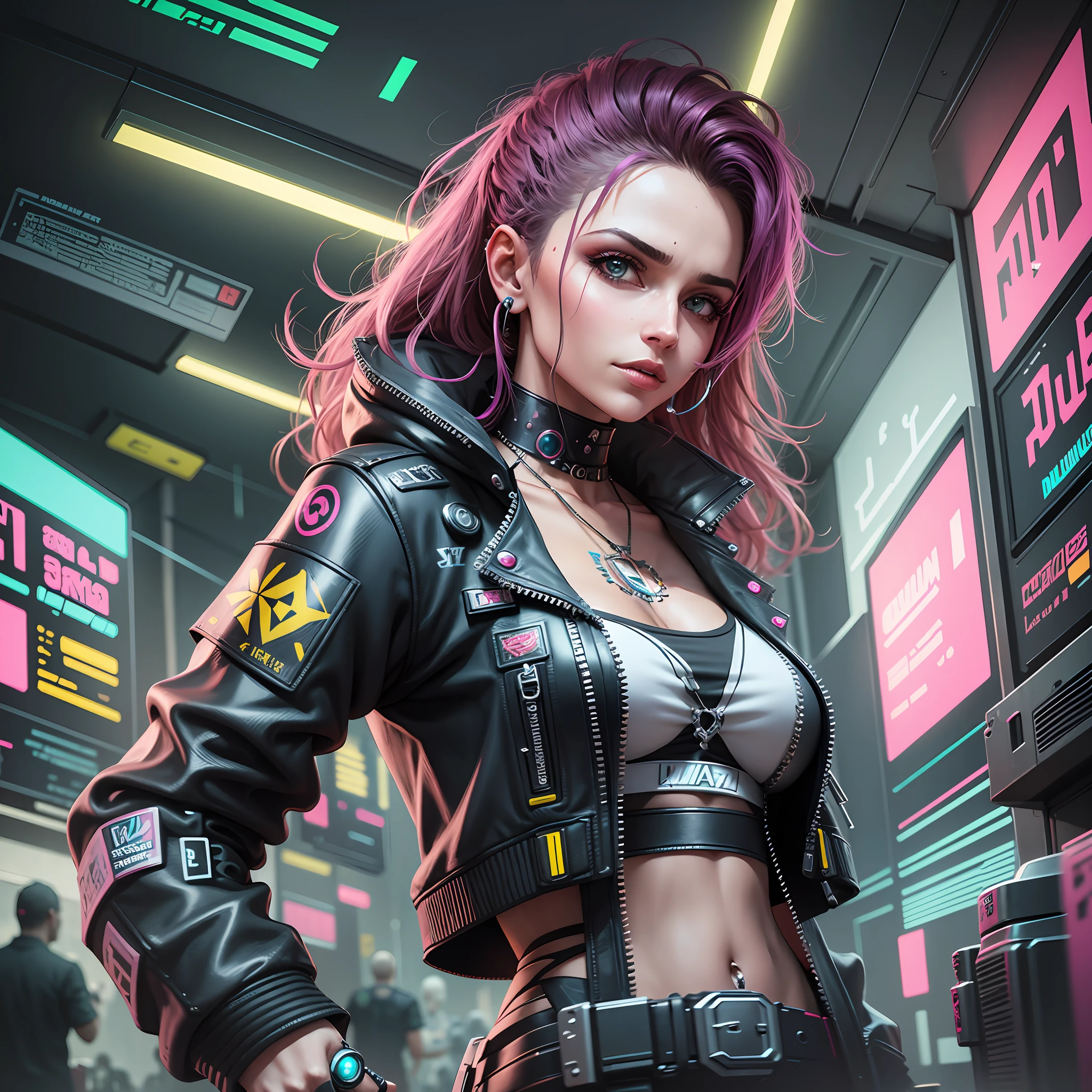 Cyberpunk realistische Frau 20 Jahre alt --self --s2