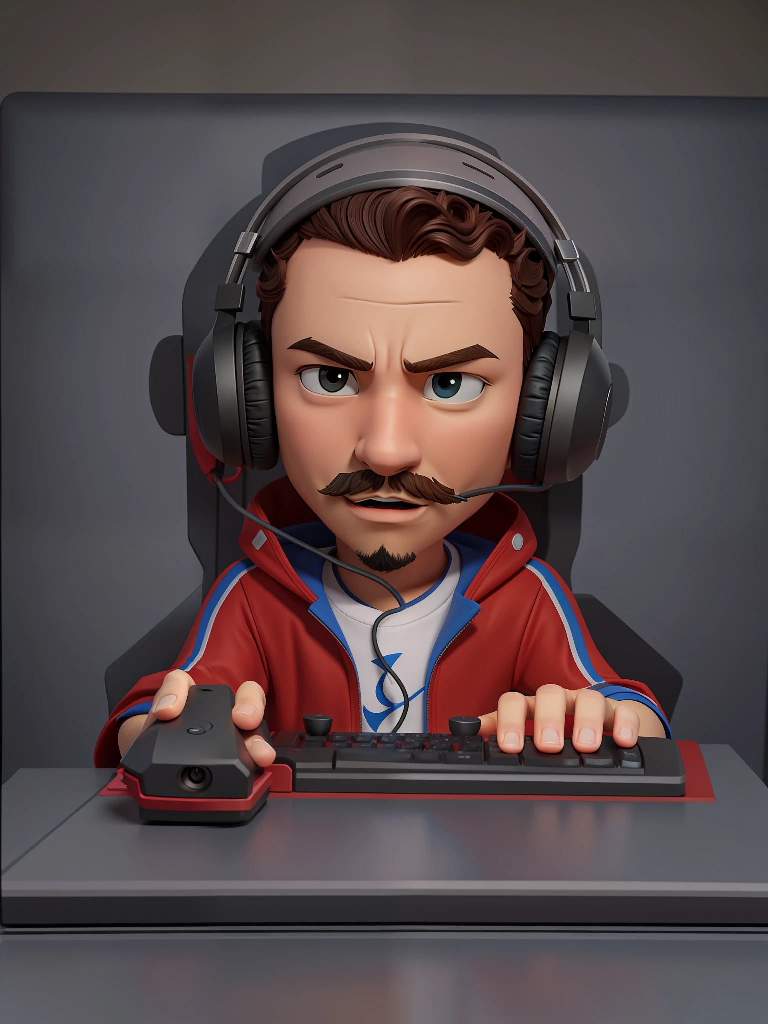 existe um personagem de desenho animado com fones de ouvido e um teclado, Renderização 3D estilizada, Streamer do Twitch / Jogador Ludwig, 3d render de jerma 9 8 5, para alugar artista 3d, videogame 3d render, detailed Ilustração 2D, renderização 3d estilizada, Renderização 2D, Avatar de videogame, Ilustração 2D, Ilustração 2D, Vinny Vinny Molho, mao detalhada, 5 dedos em cada mao, dedos detalhados