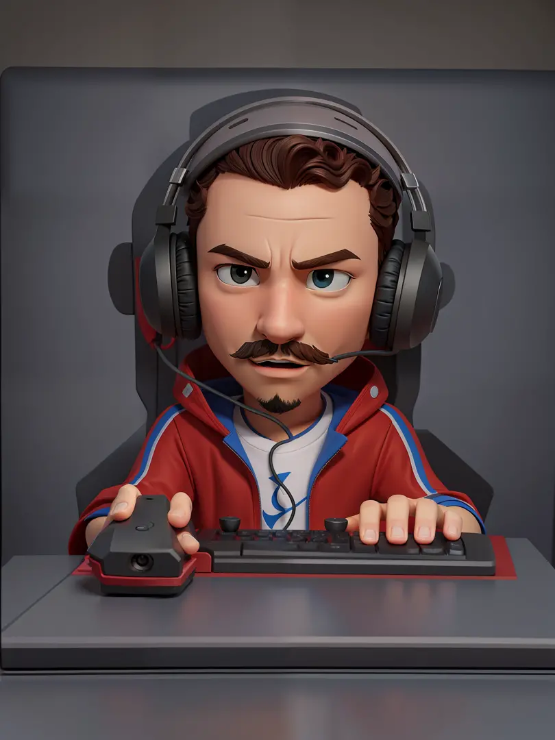 there is a cartoon character with headphones and a keyboard, 3 d render stylized, Streamer do Twitch / Jogador Ludwig, 3 d rende...