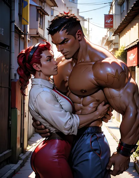 couple, ((crimson viper)), ((balrog)), inclinando -se como uma placa de piscis, fundindo-se com folhas, apaixonados, paleta de b...