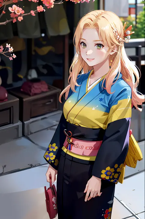 (yellow/blue/green/white/black/red/pink kimono:1.2),(japanese clothes:1.2),(floral print),(long sleeves),miyamizu_mitsuha,1 girl...