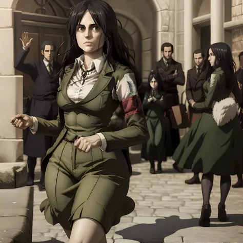 pieck finger, shingeki no kyojin, big thighs, wide hips, big chests, anime, 3d rendered, lora style, 3d anime style, realistic