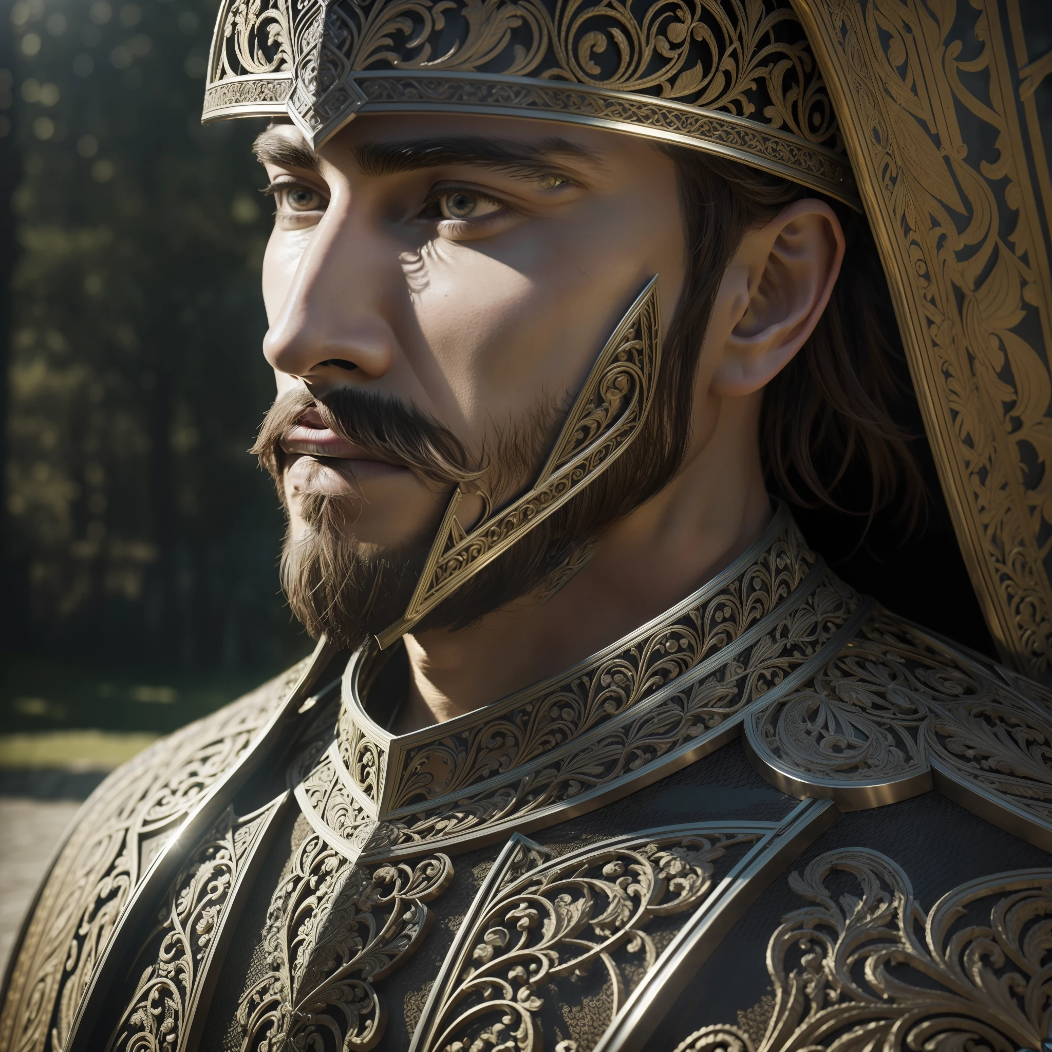 (masterpiece), (extremely intricate:1.3), (realistic), portrait of a man, the most beautiful in the world, (medieval armor), metal reflections, upper body, outdoors, intense sunlight, far away castle, professional photograph of detailed, sharp focus, dramatic, award winning, cinematic lighting, octane render, unreal engine, volumetrics dtx..