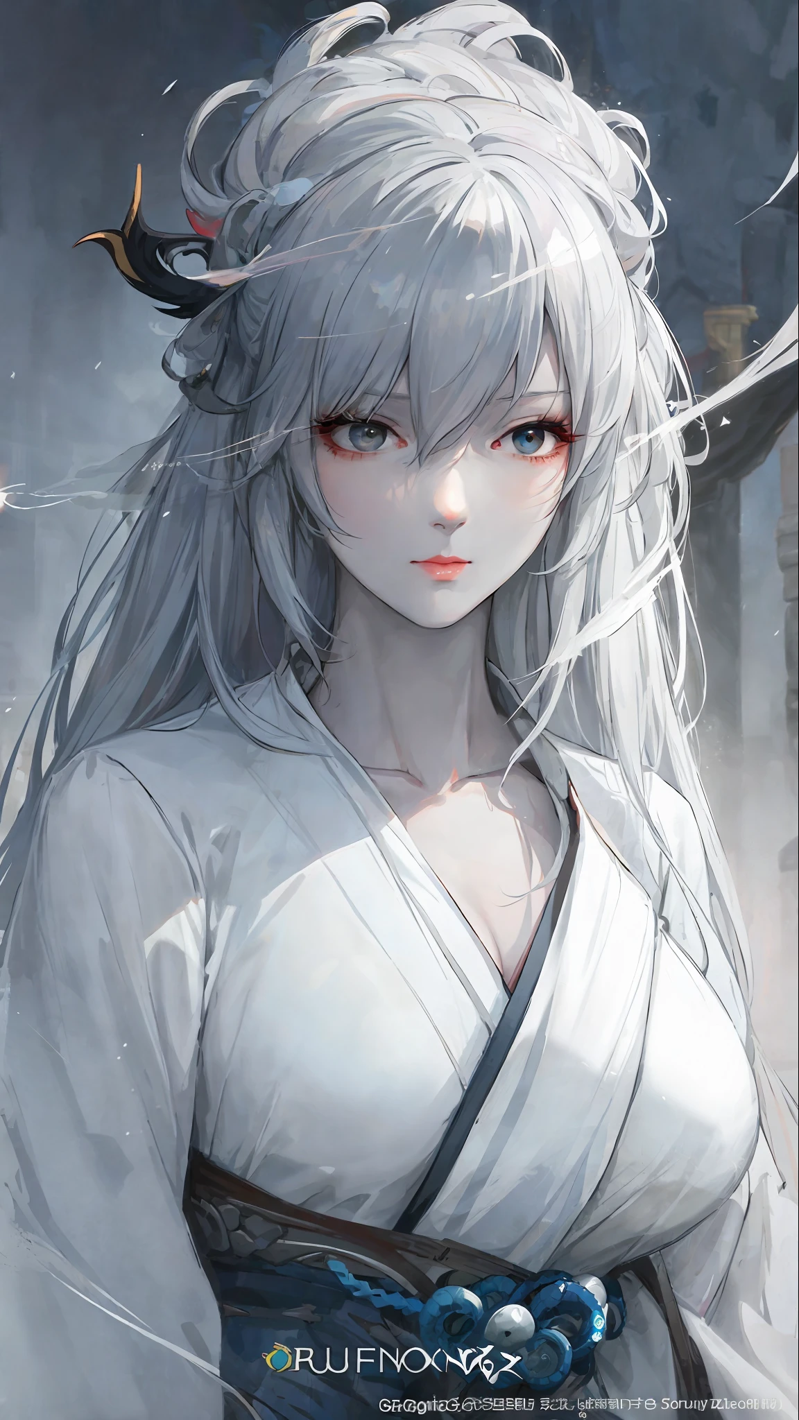 a close up of a woman with white hair and a white mask, beautiful character painting, guweiz, artwork in the style of guweiz, white haired deity, by Yang J, epic exquisite character art, stunning character art, by Fan Qi, by Wuzhun Shifan, guweiz on pixiv artstation