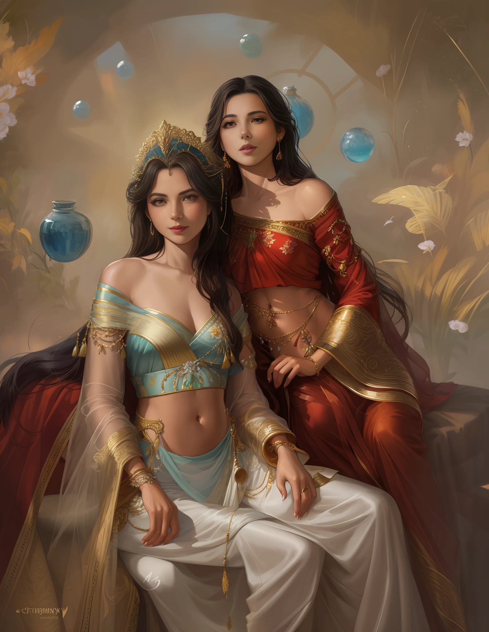 modelshoot style, (extremely detailed CG unity 8k wallpaper), full shot body photo of the most beautiful artwork in the world, stunningly beautiful photo realistic cute women in saree (navel:1.5), professional majestic oil painting by Ed Blinkey, Atey Ghailan, Studio Ghibli, by Jeremy Mann, Greg Manchess, Antonio Moro, trending on ArtStation, trending on CGSociety, Intricate, High Detail, Sharp focus, dramatic, photorealistic painting art by midjourney and greg rutkowski