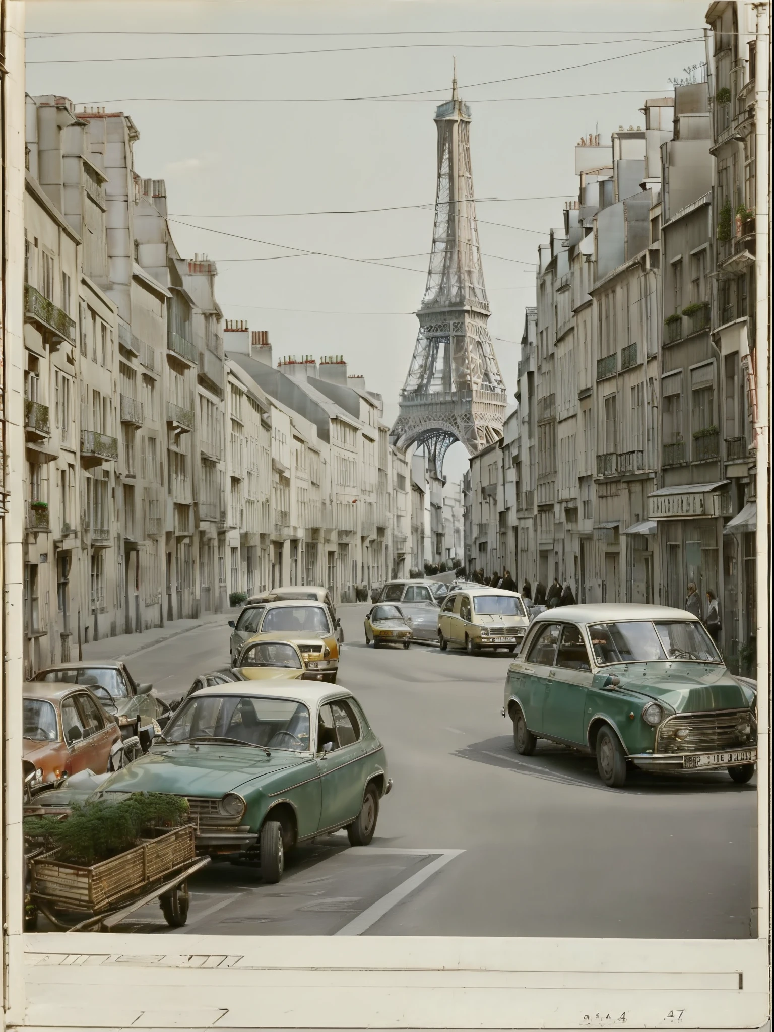 Scenery of Paris in the 1970s, vintage photo