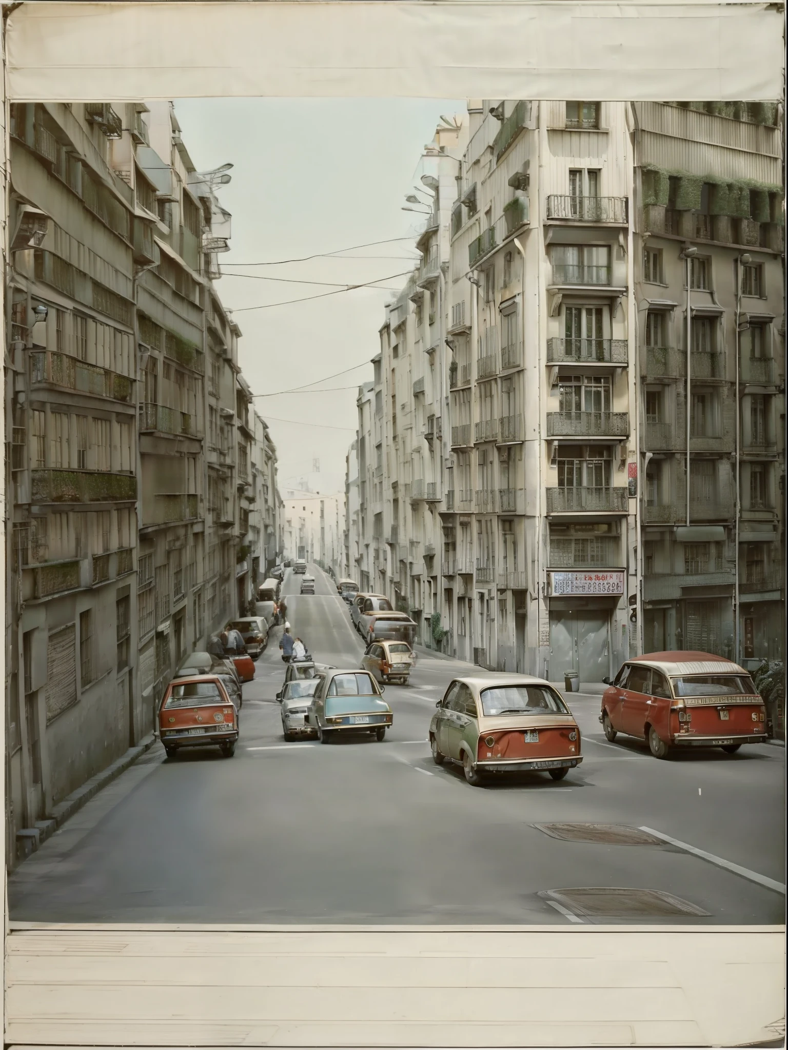 Landschaft von Paris in den 1970er Jahren, altes Foto
