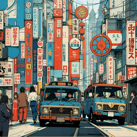 1970s Tokyo scenery, 1970s people, vintage photo, --auto --s2