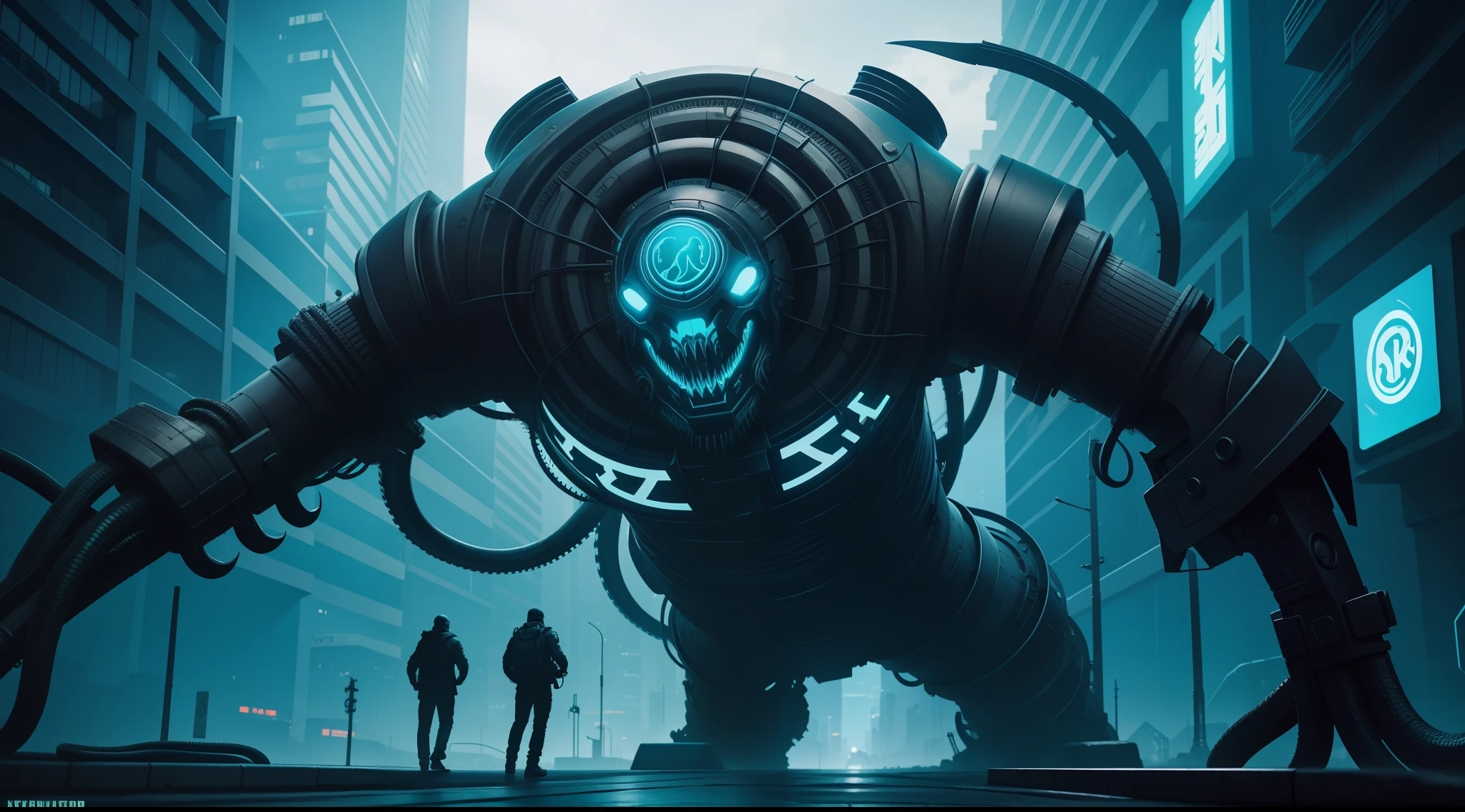 kraken in cyberpunk style, Cyber Urban Fantasy, vibrant, photorealistic ...