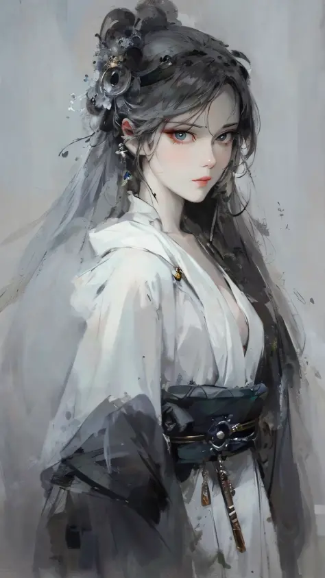 a close up of a woman with white hair and a white mask, beautiful character painting, guweiz, artwork in the style of guweiz, white haired deity, by Yang J, epic exquisite character art, stunning character art, by Fan Qi, by Wuzhun Shifan, guweiz on pixiv ...