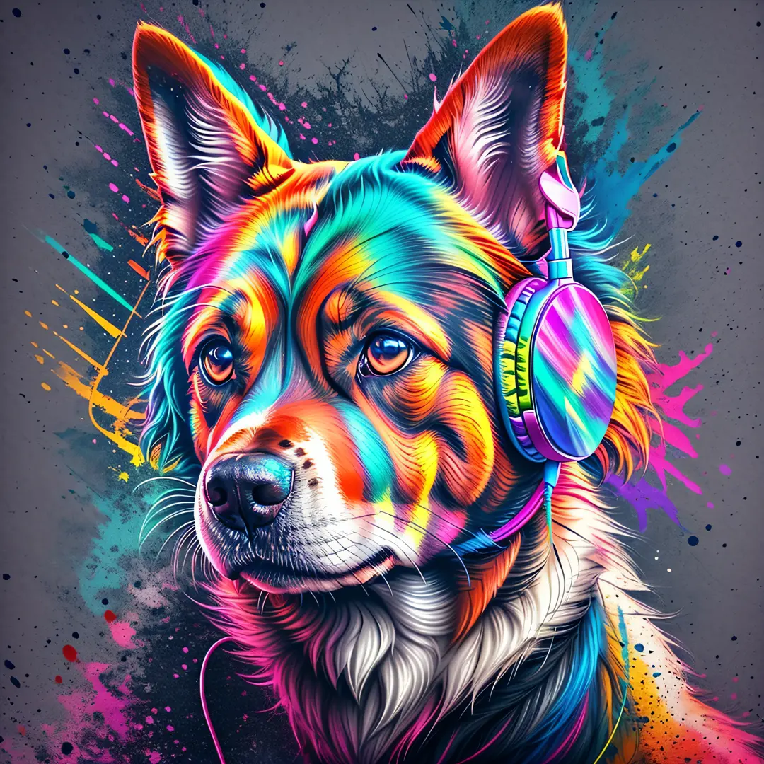 a dog with a headset in his ears, music,
yang08k, photography, beautiful, black background, colorful, realistic,
masterpieces, t...