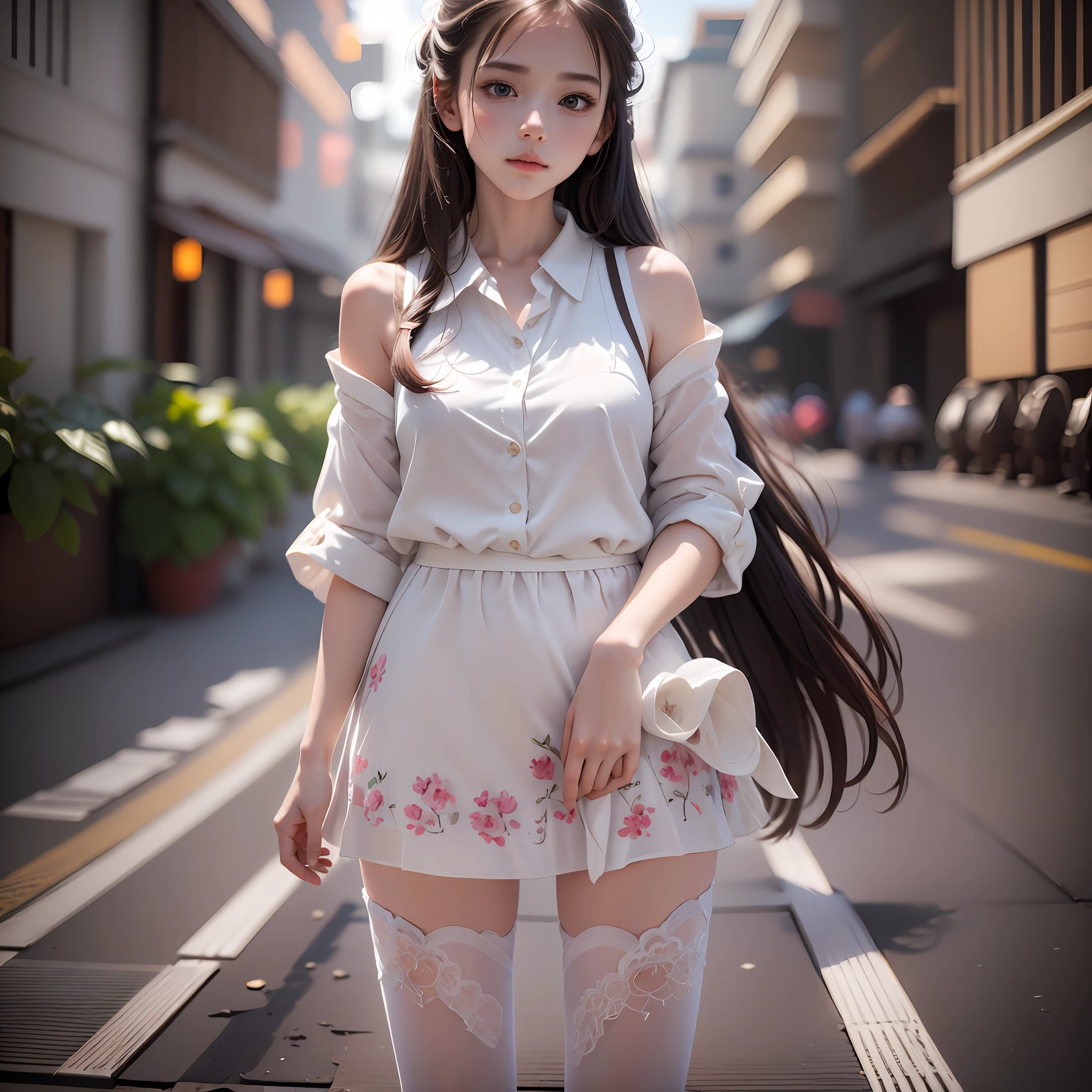 1 girl, full body, indistinct, detailed clothes,white tights, indistinct, casual white shirt, (delicate illustration:1.4),(masterpiece:1.0), (best quality:1.4), (ultra highres:1.2), (photorealistic:1.4), (8k, RAW photo:1.2), (soft focus:1.4), (18yo:1.3), (sharp focus:1.4), detailed beautiful face --auto --s2