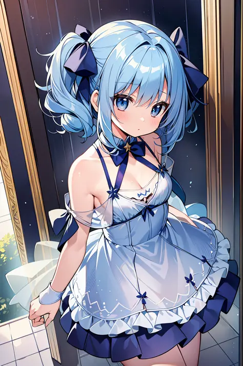 (MASTERPIECE), (Best Quality), (Super Detail), Official Art, One Girl, Lori with Pale Light Blue Hair, Petite Little Girl, Loli,...