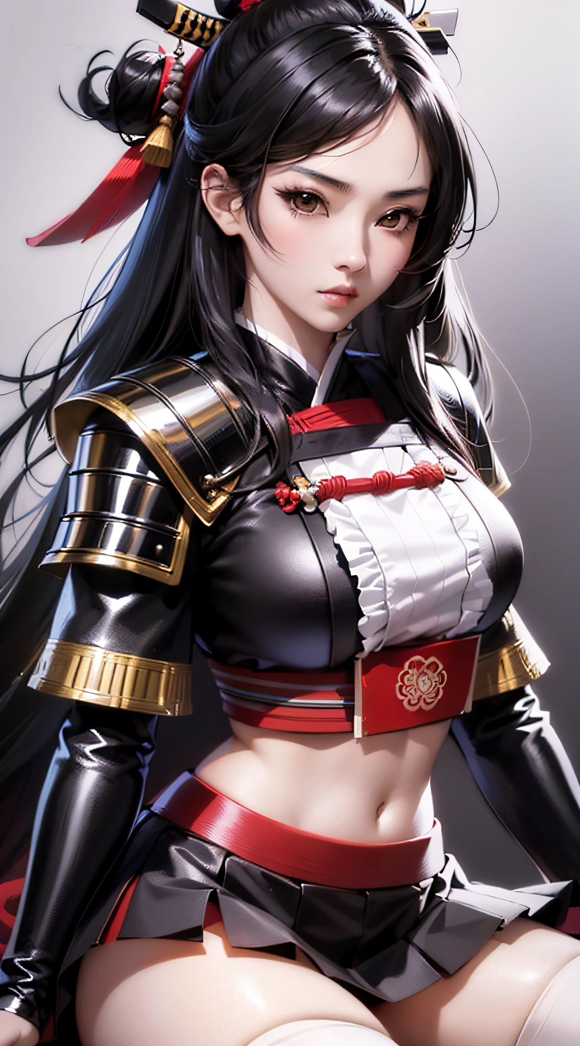 samurai girl, oriental, korean, dark black hair, - SeaArt AI