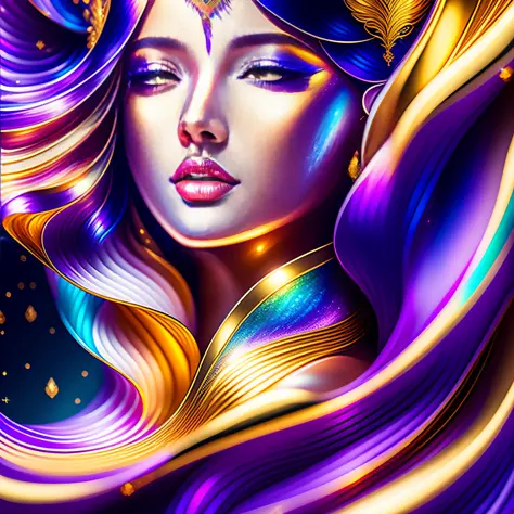 Iridescent, aurora borealis, (Masterpiece - Ultra-Detailed, High-Res) Prepare to be enchanted by a true masterpiece that combines ultra-detailed artistry with high-resolution rendering. This artwork showcases a mesmerizing girl with deep-purple hair (1.3) ...