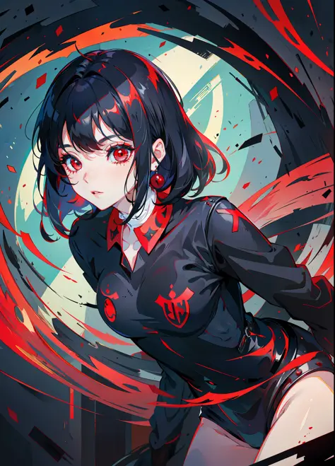 The second eldest lady with black hair and red eyes