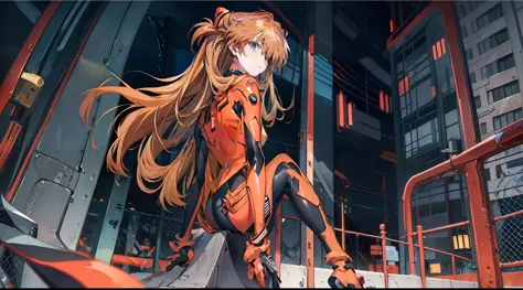 ((masterpiece,best quality, detailed)), full body, night, cityscape, souryuu asuka langley, interface headset, multicolored body...