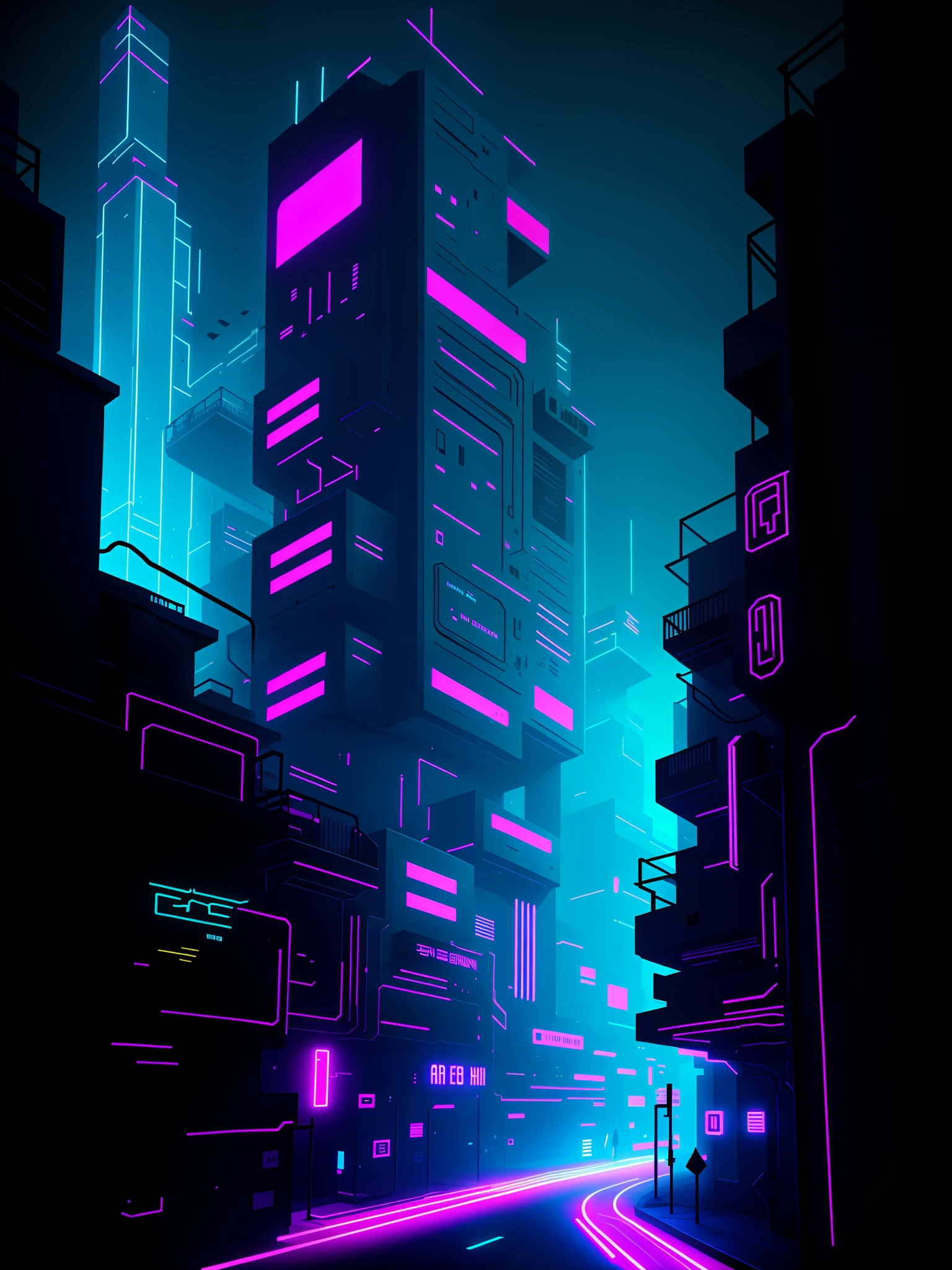 Dark Hall minimalist, cyberpunk, 8k, neon light, background