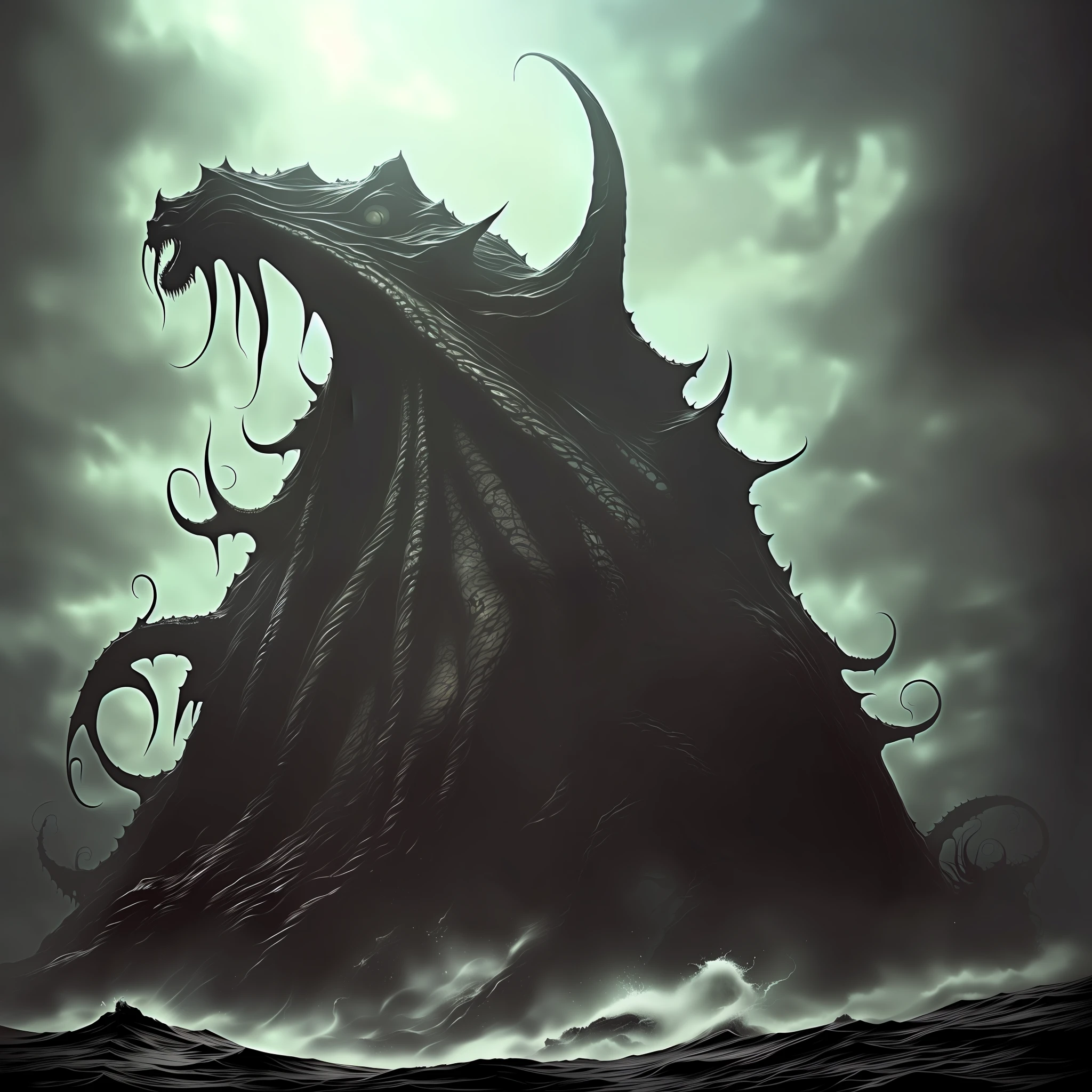 A close up of a large black dragon with a sky background - SeaArt AI