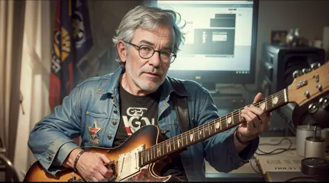 Steven Spielberg, Martin Scorsese, George Lucas, Francis Ford Coppola rock roll band member outfit. ultra-realistic, skin texture, cinema light, award-winning photography, work of art, perfect face, no blemish, detailed, no mutation, image perfection.