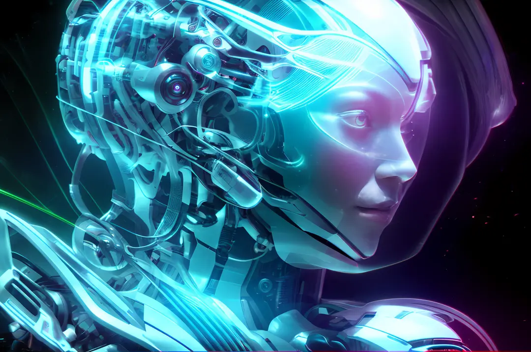 there is a woman with a futuristic head and a futuristic helmet, beutiful white girl cyborg, portrait beautiful sci - fi girl, d...