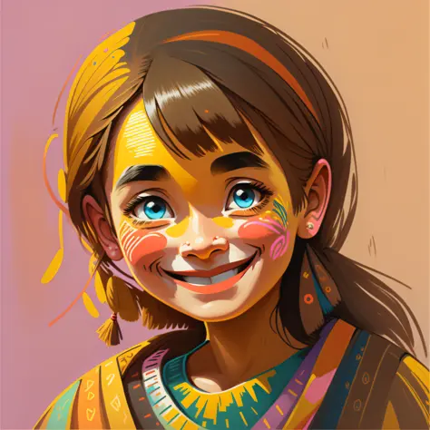 In this illustration, we see a smiling face painted in vibrant and cheerful tones. However, behind that smile, we can see a trai...