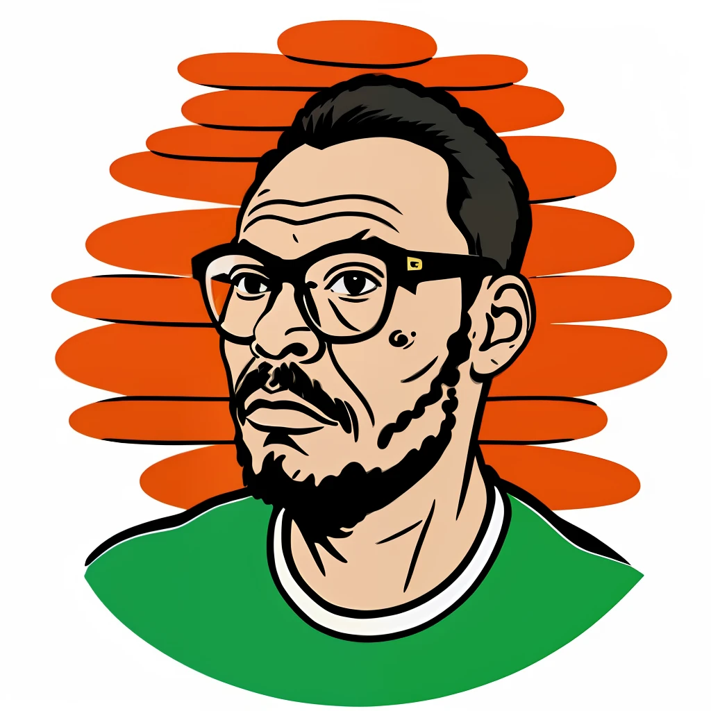 guttonerdvision4, Porträt eines Mannes mit Brille, detaillierte Haut, Vektor, Hintergrundtinte spritzen