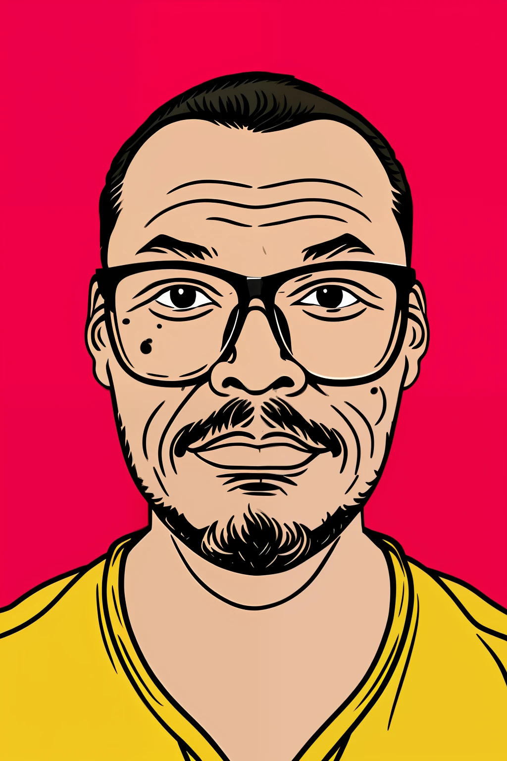 guttonerdvision4, Retrato de un hombre con gafas, piel detallada, vector, salpicaduras de tinta de fondo