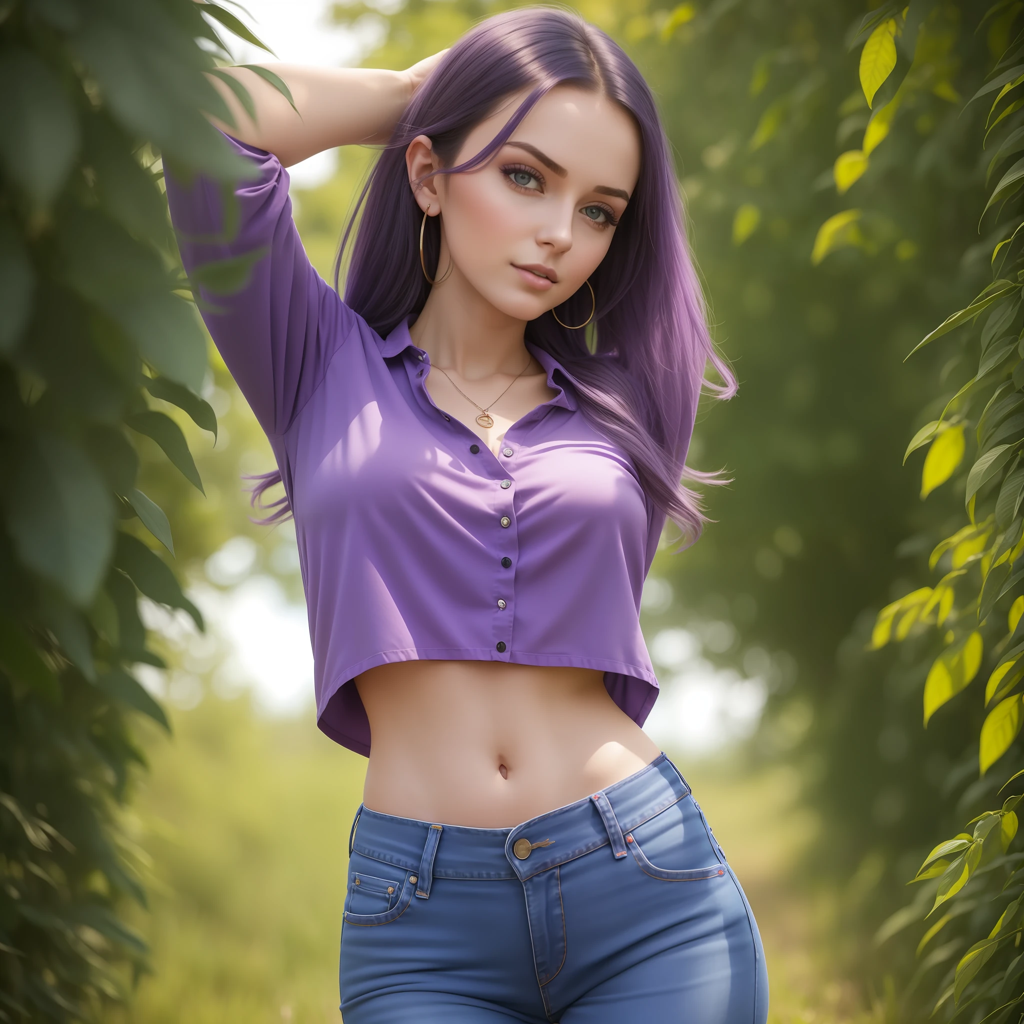 A Caucasian Teenage Girl In Jeans And A Purple Shirt Strikes A Silly Pose  High-Res Stock Photo - Getty Images